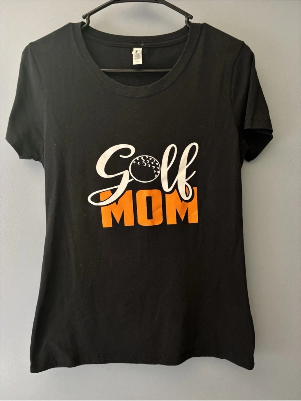 Golf Mom Fitted T-Shirt Orange & Black Cotton And Polyester Size L-Worn Once!